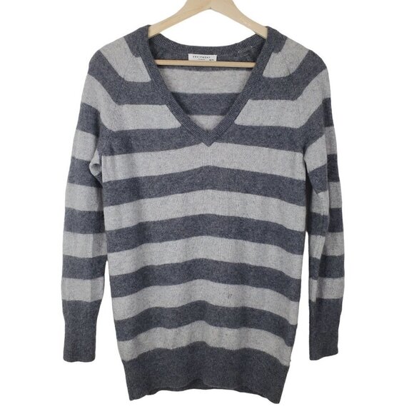 Equipment Femme Cashmere Sweater Gray Metallic Stripes XS V-neck Y2k - Picture 1 of 12
